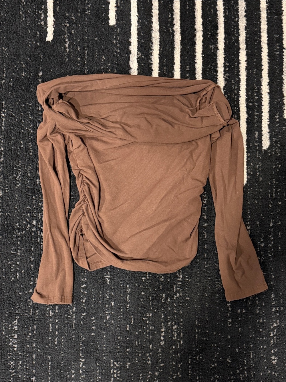 Off-Shoulder Long-Sleeve Women’s Top in Brown
